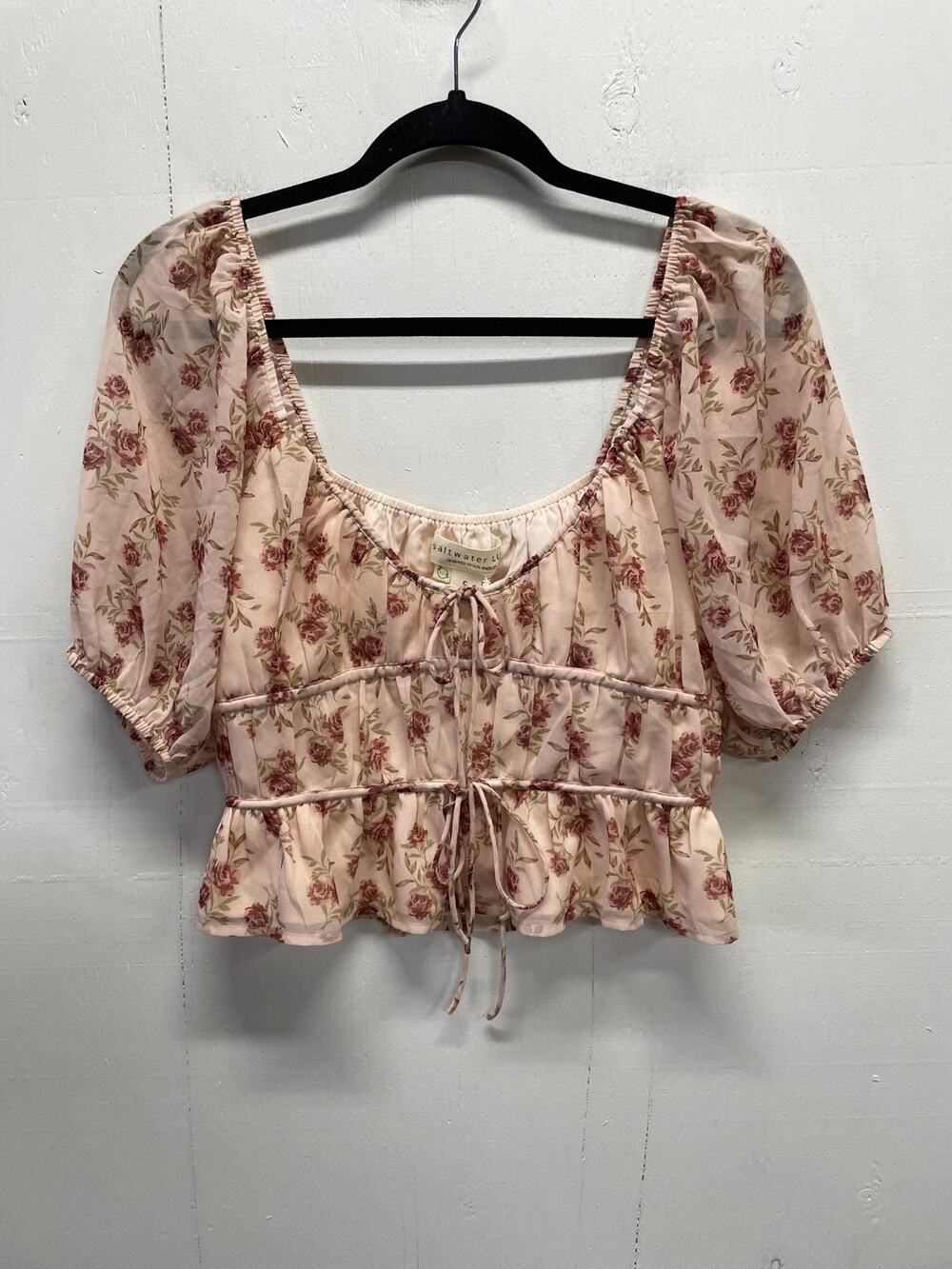 Salt Water Luxe Women's Small Top Balloon Sleeve, Cropped, Lined New With Tags